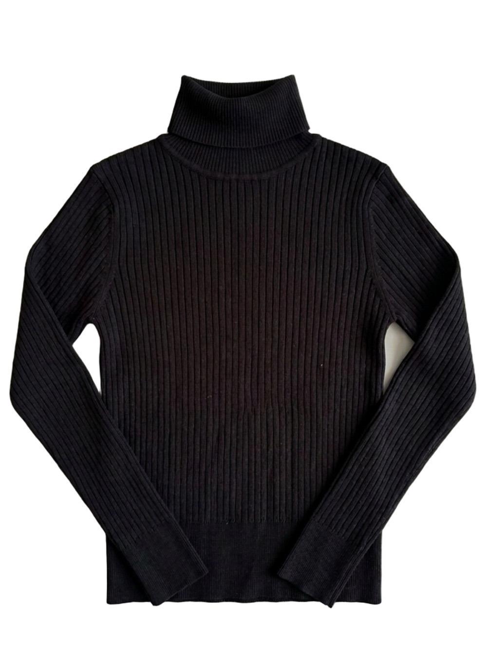 Zara Black Classic Ribbed Knit Turtleneck Sweater Long Sleeve Slim Fit Small